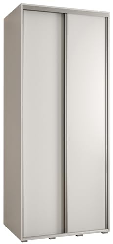 MEBLE KRYSPOL Davos 1 120 Schlafzimmerschrank mit Zwei Schiebetüren - Moderner Kleiderschrank mit Kleiderstange und Regalen - 235,2x120x45 cm - Weiß Weiß Silber
