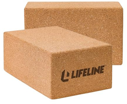 Lifeline Fitness-Kork-Yoga-Block, nachhaltiges Heim-Fitnessgerät für Yoga, Pilates und allgemeine Fitness, 5,1–8,9 x 14 x 22,9 cm, 2 Stück