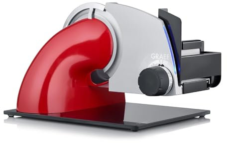 GRAEF Allesschneider SKS700 elektrisch | Universale Schneidemaschine für die Küche | Brotschneidemaschine | Feinschneider inkl. Kombi-Aufsatz PRO | rubinrot
