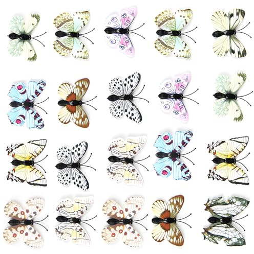 MenYiYDS 20 Pcs Bunte Schmetterlingsdekorationsband Sicherheitsnadel, PVC Schmetterlingsbrosche für Kinderzimmerdekoration, Vorhänge, Esstisch, Büro (Farbe zufällig)