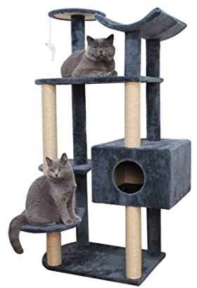 Kratzbaum Katzen-Kletterbaum Mit Scratching Scratcher Sisal Post Katzen-Kletterturm Condo-Plattform Mit Baumelnden Mäusespielzeugen Katzenbaum