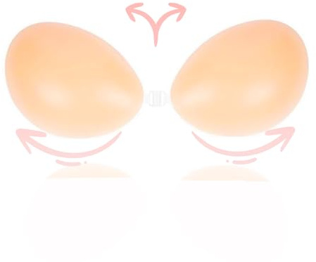 mhinese Adhesive Bra Push Up Bra, Reusable Silicone Push Up Sticky Bra - Invisible Strapless Bras for Women Full Support. (Beige, F)