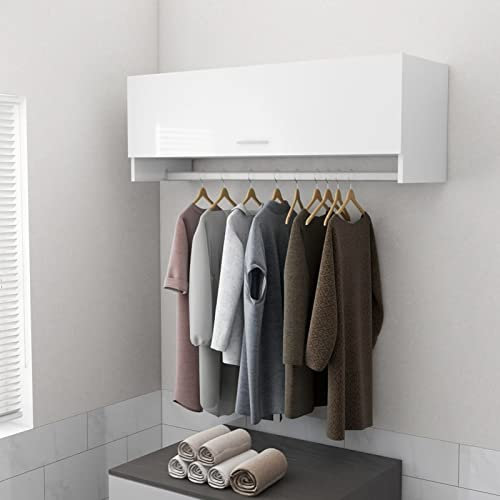 LAPOOH Kleiderschrank, Schlafzimmerschrank, Kleiderschränke, Garderobenschrank, Ordnungssystem Kleiderschrank, Haushaltsschrank, Hochglanz-Weiß 100x32,5x35 cm Spanplatte