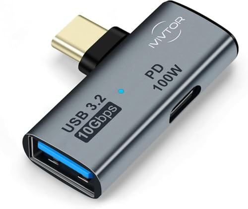 IVIVTOR USB-C OTG Splitter - Adapter 1 zu 2 mit Stromversorgung 100W Charge Schnellladung & 3.2 USB-A für Laptop Tablet Telefon
