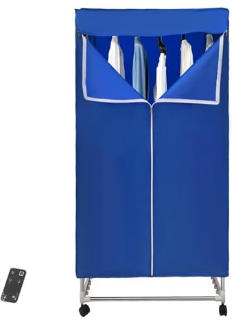 Lightakai Wäschetrockner, 1500W Elektrischer Trockner Tragbare Mini Trockenmaschine mit Timer unb Fernbedienung, Blau
