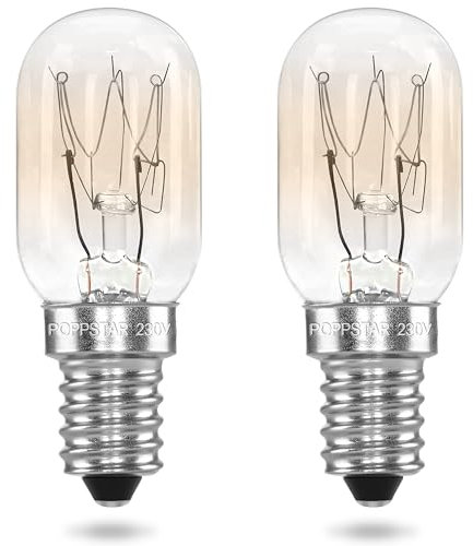 POPPSTAR 2 Pieces Refrigerator Lamp E14 15W, Light Bulb for Fridge, Sewing Machine, Freezer, Salt Lamp (2700K Warm White, 150 Lumen)