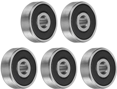 sourcing map 5pcs 634-2RS Bearing 4x16x5mm, Chrome Steel Double Rubber Seals Miniature Bearing, Lubricated Deep Groove Ball Bearings, P6 (ABEC 3)