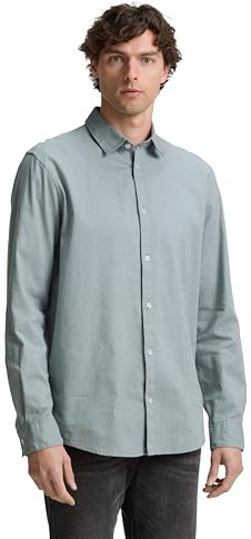 TOM TAILOR Basic T-Shirt mit Logo-Stickerei, deep Bluish Green, XL