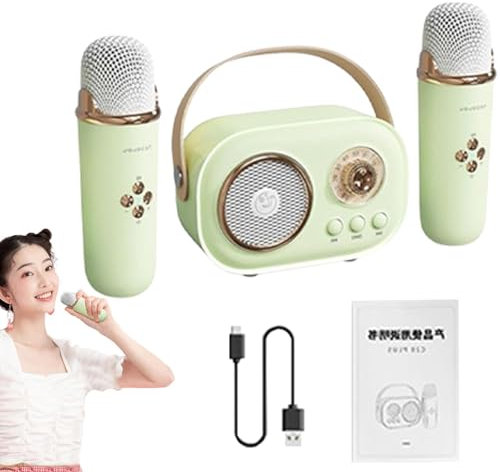 Générique Compact Karaoke, portatile Karaoke Mic Set with Speaker, inclusi microfoni wireless per Home Entertainment and Festivals, Compact Design with 10m Range, Great for Family Fun and Parties