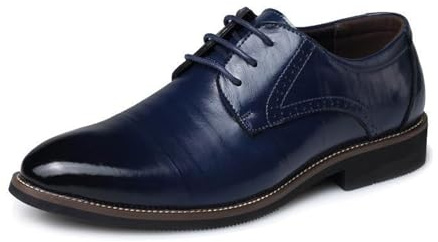 MBTSQOIO Zapatos Oxford Hombre, Cuero Vestir Cordones Derby Calzado Boda Negocios,Azul,42 EU