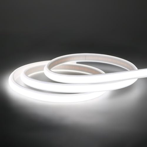 pcning EsmeriladoTira LED COB 220V 3M sin Transformador con interruptor y Enchufe, 3 Meters IP67 Waterproof Frosted Strip Light 6000K Cold white (Blanco Frio, 3M)