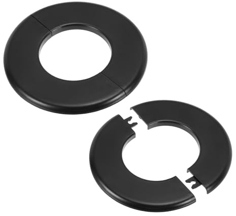 PATIKIL Rohrabdeckung Wand Split Flansch Rohrmanschette 2,52 (64mm), 2 Stück ABS Runde Selbstklebende Rosetten Wasserhahn Armaturen-Abdeckung für Badezimmer Armatur Dekoration, Schwarz