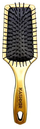 Metallic Gold & Silver Paddle Cushion Hairbrush Large - Professional Cushion Detangling Brush for Long, Thick, Curly, Wavy, Dry, or Damaged Hair - Anti-Frizz, No Tangle - 2472 (Gold)