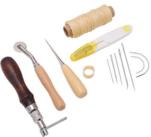 Leather Sewing Kit Constructed of Sturdy Steel and Wood Ideal for Leather, Fabric, Denim Repair Includes Protective Accessories Great for Enthusiasts Must Have Custom