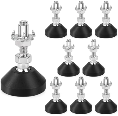 Jesustree 8 STK Verstellbare Möbelfüße M8 x 30mm Stellfüße mit Maximal 30° Neigung, Verstellschraube M8 für Tischbeine, Stuhlbeine, Möbelbeine, mit Einschlagmuttern,Kontermuttern