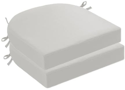 Wokuaile 2er Set Stuhlkissen für draußen, Terrassenstuhlkissen wasserdicht UV-lichtecht mit Bändern Sitzkissen Stuhl für Haus und Garten, Weiß, 45x45x5cm