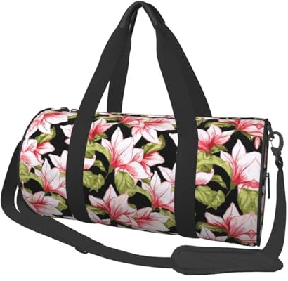 Runde Seesack aus Segeltuch, mit Blumenmuster, wasserdicht, reißfest, faltbar, Wochenend-Reisetasche