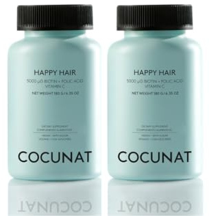 COCUNAT - Happy Hair Pack 2 Meses - Vitaminas para Favorecer Crecimiento del Cabello - Fortalece, Estimula el Crecimiento y Previene la Caída - Cabello Fuerte y Denso - Biotina 5.000 mcg - 120 uds