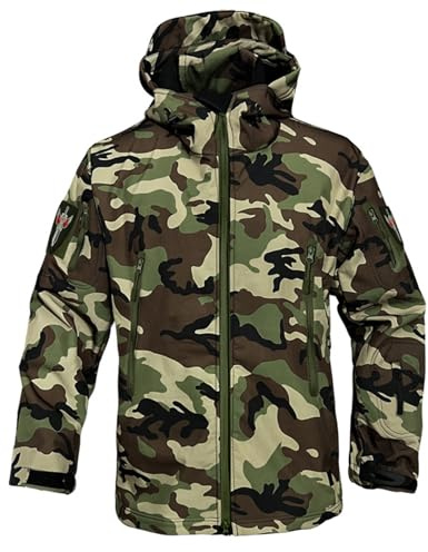 Generico Giacca Softshell Uomo Tattica Militari Abbigliamento Da Caccia Mimetica Tattico Da Caccia Uomo Autunnale a Vento Imbottita Sahariana Poncho Militare Lavoro Giacca XXL