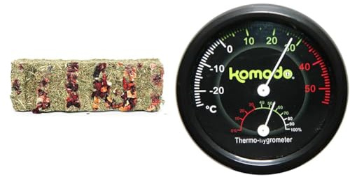 Komodo Tortoise Vegetable Snack Bar + Komodo Combined Thermometer & Hygrometer Analog | Healthy Treat & Habitat Monitoring Bundle for Tortoises