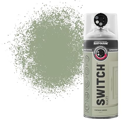 Rust-Oleum Switch 5 in 1 Nozzle Multi Surface Topcoat Decorative Spray Paint Aerosol 400ml Vintage Green Matt Finish