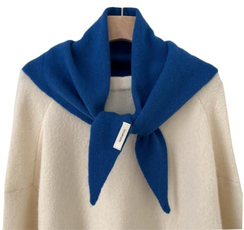Homaskylynn Knitted Triangle Scarf For Women, Cashmere Shawl Y2k Head Scarf Vinatge Wrap Neck Cover Girl Aesthetic Accessories(Blue)