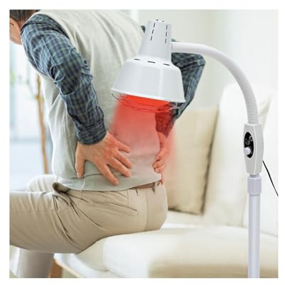 Lampada da terra da 275 W, luce rossa, a infrarossi, con supporto, per persone della maggior parte delle età, adulti, anziani, atleti e pazienti dolorosi, girevole a 360°, 124-157 cm