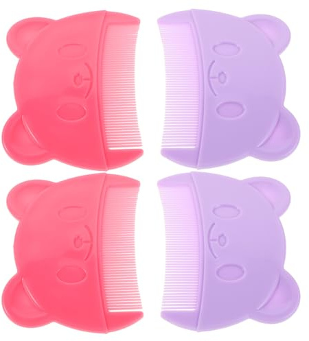 TOKIDNY 4pcs Cradle Cap Comb with Fine Tooth Design for Gentle Scalp Massage and Newborn Hair Bear Shape Easy to Use for Boys Home and Outdoor