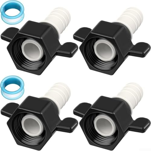 4 Straight Swivel RV For Water Pump Hose Adapters with 360 Degree Movement for Flexible Pipe Installation and Leak Resistant Connection for 1/2 Inch Outlet Pumps (1/2-1/4)