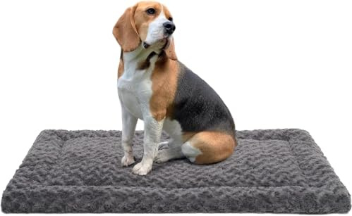 Exsnugy Waschbares Hundematte für Große Hunde,L 91×58 cm,Dunkelgrau | Hundebett mit Rutschfeste Unterseite,Ganzjährig geeignet,Bequeme Atmungsaktive Hundekissen für Kleine bis Große Hunde