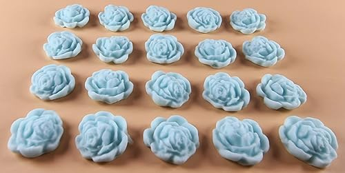 20 x Edible 3D 20mm flower flowers icing toppers, cake cupcakes decorations T029 (Baby Blue)