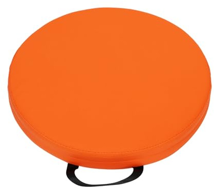 Sitzkissen Schule - Kinder Sitzkissen 35 cm Rund, Bodenkissen mit Griff & Reißverschluss, 5 cm Dicke Schaumstofffüllung, Wasserdichte PU Bezug, Sitzpolster für Klassenzimmer,Camping (Orange)