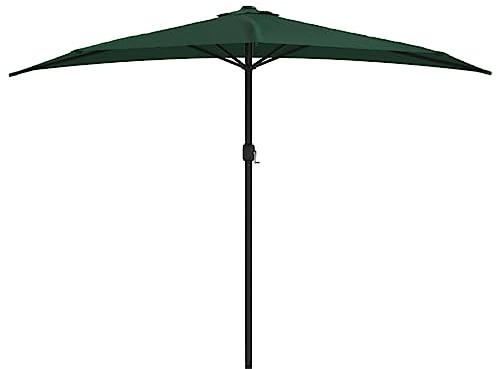 Mokuyary Parasol de Balcon avec mât en Aluminium Vert 300x155 cm Demi, Parasol de Extérieur pour Terrasse, Piscine, Plage, Restaurants, Balcon