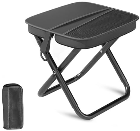 FENGCHUANG Tabouret de Camping Pliable 28 x 26 cm Tabouret Pliant d'extérieur en Acier avec Sac de Rangement Tabouret Pliant Portable Adapté au Camping à la Pêche Barbecue et à la Randonnée(Noir)
