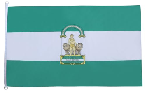 AZ FLAG Bandera Náutica Andalucía 150x90 cm Anillas Plástico | Uso exterior y náutico Enseña náutica andaluza resistente a la intemperie con costuras dobles y bordes reforzados
