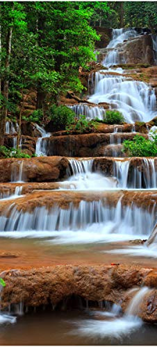 wandmotiv24 Türtapete Wasserfall im Wald.Thailand 70 x 200cm (B x H) - Dekorfolie selbstklebend Sticker für Türen, Türfolie, Aufkleber, M0894