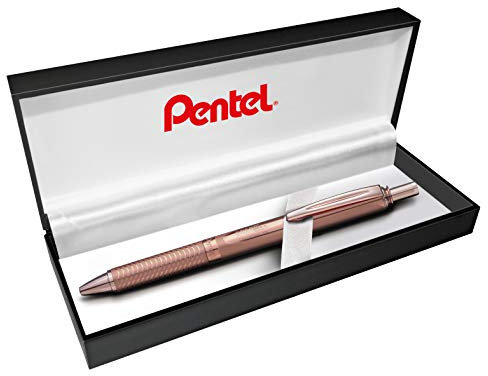 Pentel BL407PG-BOX EnerGel Sterling Liquid Gel-Tintenroller in Geschenkbox, Gehäuse Roségold, Strichstärke 0.35 mm, Kugeldurchmesser 0.7 mm, Schreibfarbe Schwarz