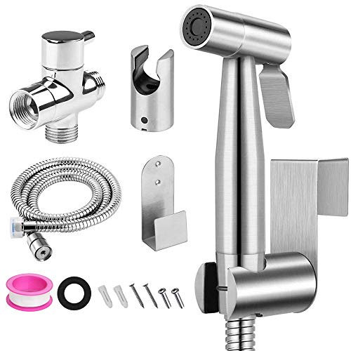 OOCOME Bidet Handbrause Toilette, Bad Bidet für Bidet Armaturen WC Toilette mit G1/2 T-Ventil Edelstahl Duschkopf Bidet Dusche Spray Duschsprüher für Badezimmer, Toilette & Haustiere