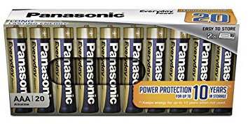 Panasonic AAA Batterien EVERYDAY POWER, 20er Pack Alkaline Batterie, AAA, Micro, LR03,1,5V, 100% Karton, plastikfreie Verpackung, Batterien für zuverlässige Energie im täglichen Gebrauch