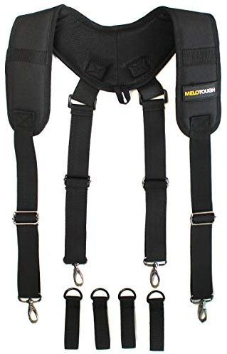 MELOTOUGH Byggnadsarbete bälte vadderat hängslen verktyg bälteshängslen för elektrikan kraftig stor och lång, Svart, Large