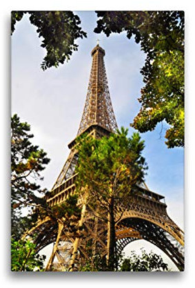 Premium Textil-Leinwand 30 x 45 cm Hoch-Format Blick von der Straße Gustave Eiffel, Leinwanddruck von Nadine Büscher