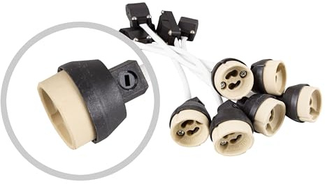 Mextronic Lot de 6 douilles halogènes GU10 VDE avec boîtier de raccordement VDE haute tension en céramique 190-230 V