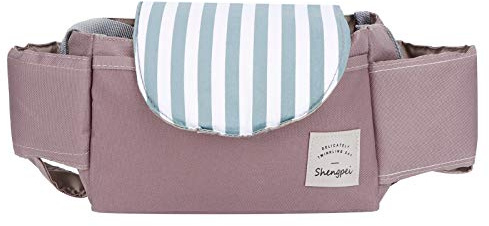Kinderwagen Hängetasche Organizer Universal Cup Holder Aufbewahrungstasche Kinderwagen Zubehör Mit Beweglichen Internen Partitionbaby Store Flaschen Kaffeetassen(Minze Streifen)