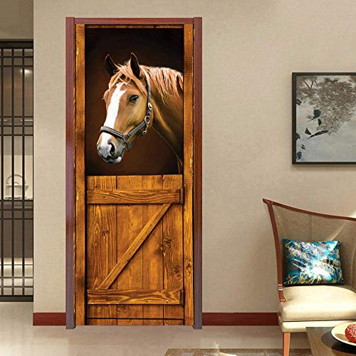 Türtapete Selbstklebend 3D 77X200 Tier Pferd Türtapete Selbstklebend Türposter,Fototapete Selbstklebend 3D Pvc Türaufkleber Diy Türbild,Türfolie Poster Tapete