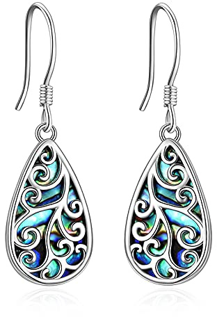 VONALA 925 Sterling Silber Vintage Ohrringe Hängend mit Abalone Boho Baumeln Tropfen Ohrhänger Schmuck Geschenke für Damen Mädchen