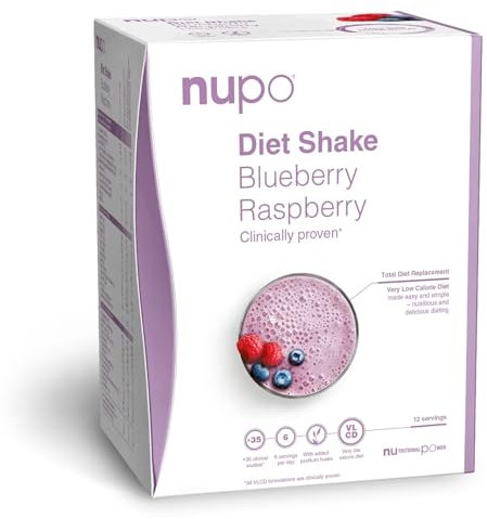 NUPO Diet Shake Myrtille-Framboise – Shakes diététiques de qualité supérieure pour la gestion du poids I Cliniquement prouvé pour le contrôle du poids I 12 portions I Sans OGM