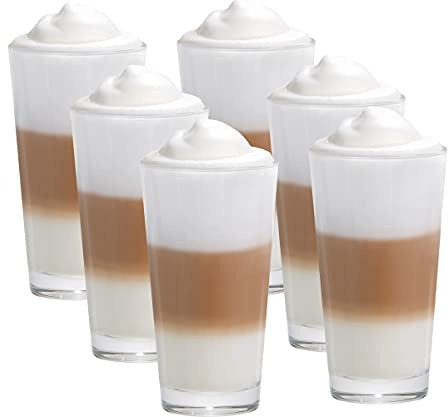 Vitrea 6er Set Latte Macchiato/Kaffee-Gläser - 370ml, 6 Glas Trinkgläser (6 Siestre Neutral 370ml)