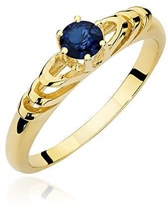 Damen-Verlobungsring aus 14 Karat Gold (585), verziert mit Saphir 0,30 ct zusammen mit einer eleganten Ringbox (Saphir, 56 (17.8))