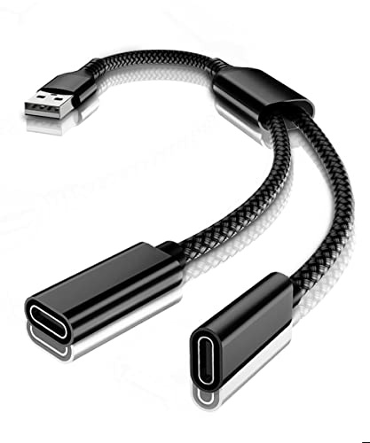 Elebase iPhone 17 16 USB Stecker auf Doppel USB C Buchse Adapter,Typ A Ladekabel Doppelter Zwei Splitter für MagSafe,Apple Watch 7 8 9 10 11,AirPods,iPhone 15 14 Pro Max SE,iPad 8,9,10,Air 4 5,Mini 6
