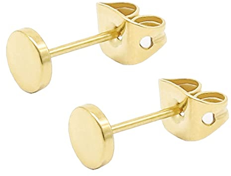 Artskin Titan Ohrstecker Hypoallergen für Damen Herren Mädchen 3mm-5mm Optionen Roségold/Gold/Silber/Schwarz Rund Flach Scheibenohrringe für empfindliche Ohren